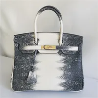 Klassische Handtasche Einkaufstasche Top -Qualität Crossbody Bags Echse Cowide Leder abnehmbarer Schultergurt Key Latch Frauen große Kapazität Tasche