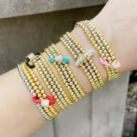 Charm Armbänder Gold Silber Farbstapelbracalet für Frauen kupferte Perlen Armband elastische Mode Schmuck Brte35Charm