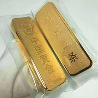 Simulation Gold Brick Pure Copper Gilded full weight Sample Gold bar props shop bank display decoration decorat2751