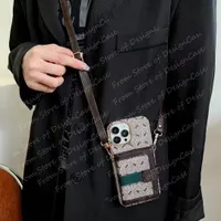 Designer Double Leder Crossbody -Telefonhüllen mit Kartensteckplatz für iPhone 14 13 12 11 Pro Max 14pro 13pro 12pro 12Mini 11Pro X XS XR 7 8 Plus Brand Handtasche mit Logo -Box