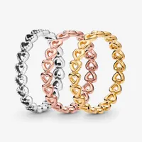 Nuovo marchio 100% 925 Sterling Silver Band of Hearts Ring for Women Anelli per matrimoni Accessori per gioielli di moda