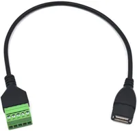 Cable de 11.8 pulgadas USB 2.0 hembra a 5 pines Tornillo Terminal Terminal Female Carga y transferencia de datos Adaptador Convertidor Converter Cable de protección