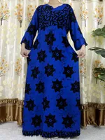 스타일 롱 슬리브 아프리카 Abaya Abaya Dashiki Floral 인쇄 Kaftan Cotton Lady Elegant Summer Maxi Casual Dresses restidos 220607