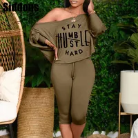 Women's Two Piece Pants Women 2 Pieces Sets Batwing Sleeve Letter Print Crop Top And Drawstring