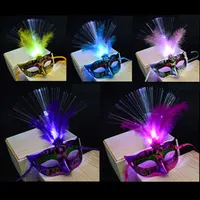 Epacket 10pcs / lot LED Halloween Party Flash Flash Feather Mask Mardi Gras Masquerade Cosplay Masques vénitiens Halloween Costumes G2644