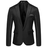 Men's Suits & Blazers 2022 Polyester Fashion One Button Lapel Casual Men Blazer Long Sleeve Decorative Pocket Suit Coat Workwear