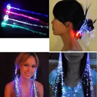 Flitsende lichtgevende licht -up LED -extensie Flash Braid Party Girl Hair Glow By Fiber Optic Christmas Halloween Night Lights Decoratie