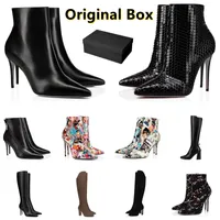 Woman Ladies designer boots shoes sneakers women platform high heels booties black chestnut navy Smooth leather suede winter ankle knee boot shoe sneaker With Box