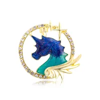 Crystal Diamond Unicorn Broches para hombres Abrigos de mujeres ACCESORIOS Corsage Compromiso de la novia Rhinestones Broche Pins Jewellry Gift