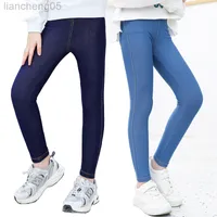 Veenibear Spring Autumn Girl Pants Imitation Jeans For Girls Leggings Slim Pencil Pants For Children Kids Age 3-12T L220808