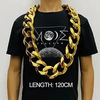 Chains Fake Big Gold Chain Hip Hop Exaggeration Necklace Plastic Props Tuhao Men Festival Carnival Performance Jewelry AccessChains