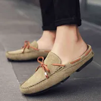 Dress Men Dressing Shoes New Style Baotou Slippers In Spring And Summer Wear A Pair Of Lazy Semi Towable Doudou Shoes Men&#039;s Trendy Driving Low Top 220714
