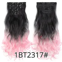 Hairpieces Curly Clip In Hair Extensions Synthetic Ombre Hairs Extension Clips Fake Hair Pieces