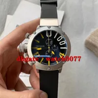 새로운 U7474 Quartz 크로노 그래프 U 타이머 남성용 검은 다이얼 실버 케이스 검은 실리콘 팔찌 Watch215J