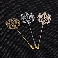 Bronze Gold Silber Ton Klassiker Hollow Double Lion Revers Pins für Männer Anzug Accessoires Stick Brosche Pins Hochzeitsfeier Schmuck 1163Q