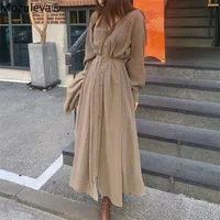 Mozuleva v-neck أحادية الصدر فستان طويل فستان طويل الأنيقة أنيقة طويلة الأكمام