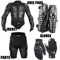 Aparel de motocicleta Um conjunto 4in1 Jaqueta calça curta Kneepads Protection luvas de proteção motocross Motocross Suits Clothing Moto glo251r