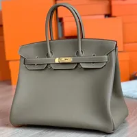 9a Top Designer Women's Bag Famous Brand 30cm Handgjorda högklassiga vaxlinje Togo TC Läder Luxury Classic Fashion Large Capacity Tote Handväska utan axelrem