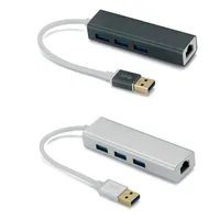 Hubs Port USB 3.0 Hub Gigabit Ethernet Network Adapter RJ45 -gränssnitt för bärbar dator PC 10/100/1000m LAN -kortkabel ConverterusB