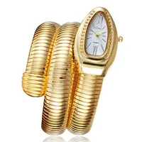 polshorloges 2021 Cussi Watch Luxe Gold Snake Winding Watches Women Fashion Quartz Bangle Bracelet Watches Ladies Watches Relogio Feminino 220420