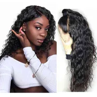Virgin Pre Plucked Water Wet Wigs and Wavy Wave 13 By 4 Lace Frontal Human Hair Brazilian 150 Density Oprocsed Spets Wig Wig Wig