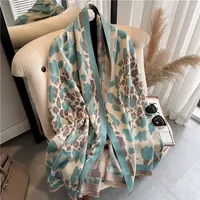 Luxus Kaschmir Sakarf Hijab Frauen Leopardendrucken dicke Decke mit Quasten großer Schal und Wickel Bufanda Winter Wram Echarpe 220511