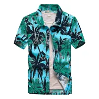 Verão respirável tendência férias chemise homme coco impresso botão de manga curta para baixo camisas havaianas para homens M-5XL W220315