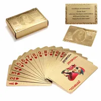 High Quality Special Unusual Gift 24K Carat Gold Foil Plated Poker Playing Card With Wooden Box And Certificate Traditional Editio276O