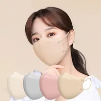 Masques faciaux jetables de couleur unie 4D 4D Masques en tissu non tissé à 4 plis élastiques pour les adultes femmes utilisation quotidienne