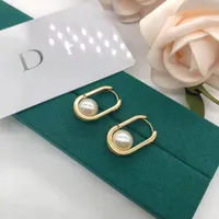 Top Quality Luxury Brand Women Earrings Designer Stud Gold Color Extravagant Single White Pearl Earrings Engagement Earring For Lady Gifts Wholesale Jewelry