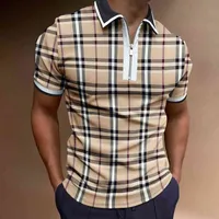 2022 Zomer Nieuw polo-shirt Fashion Men's Zip Rapel T-shirt Plaid Stripe Top Men