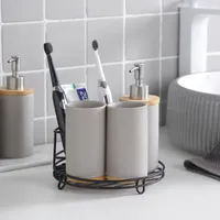 Bath Accessory Set Nordic Style Bathroom Accessories Soap Lotion Dispenser Toothbrush Holder Pump Bottle Cup And Tray Rack 854 D3
