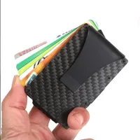 Hot Hot Carbon Fibre Card Holders Designer Ktoś mini szczupły portfel Pieniądze klipu mężczyzn aluminium metalowy RFID anty -kradzież machnięcie karty kredytowej uchwyt karty kredytowej szczupły męskie portfele portfele torba