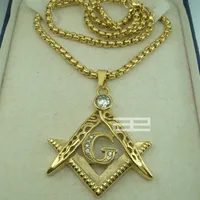 Herren 18K Gold Fiiled Mauerwerk Masonic Mason Pendant Kette Halskette N214277S