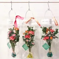 Taşınabilir çiçek ambalaj tote şeffaf net pvc gül çiçekçi sarma hediye çantası yaratıcı sap kutusu ev dekorasyonu c0614x15