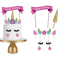 Kek Araçları Sevimli DIY El Yapımı Unicorn Dekor Çocuk Doğum Günü Pastaları Topper Mutlu Doğum Günü Mum Partisi Düğün Malzemeleri Pişirme Dekorasyon