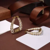 2022 Women Jewelry Designer Earring For Womens Diamond Earrings Holiday Luxury Classic Golden Stud Hoops Wedding Engagement 2204026WU