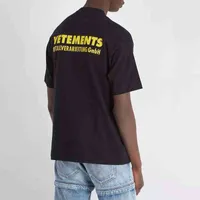 18SS Vetements Sarı baskılı tee vintage düz renkli kısa kollu erkek kadınlar yaz gündelik hip hop sokak kaykay tişört 2020