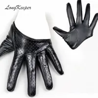 Design di Longkeeper Sexy per donne mezze palm pu guanti in pelle gigotti di mittes mittes nero in oro argento j106 220623