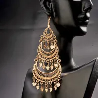 Brincos vintage de lustres para mulheres, formato de lua que pendura a queda de luxo árabe de luxo em ouro em