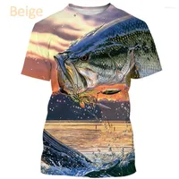 Herren-T-Shirts bedruckte Fischjagdmuster Design T-Shirt Spezial für Angelliebhaber Lustige Tierhemd Topmen's Loui22