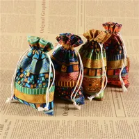 Gift Wrap Ethnic Style Drawstring Cotton Bags Packing Jewelry Bundle Pocket Pouch Cosmetic Wedding Candy Wrappling Reusable SachetGift