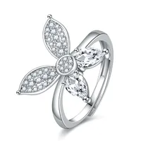 Fashion créative danse papillon de poirie forme de diamant bague marquise cluster diamant papillon diamant anneaux de mariage bijoux cadeau bijoux