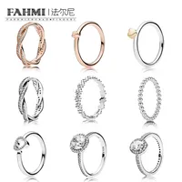 Fahmi 100% 925 Sterling Silver Rose Pave Ring Ring Rose Puzzle Heart Anillo Bubble Bubble Silver Anillos amor Eternal trenzado Pave207s