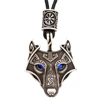 Hänge halsband blå kristallögon varg amulet talisman smycken viking halsband vintage mens smycken dropship leverantörer197s