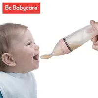BC Babycare Silicone Baby Squeezing Feeding Spoon Spädbarn Tillägg tillskott Botten Vegetabilisk frukt Ris Spannmål Droppar Feeder Spoon 220525