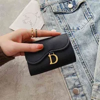 저렴한 지갑 배출구 55% 할인 패션 텍스처 여성 짧은 지갑 2022 새로운 벨트 장식 손 다중 기능 변경 카드 가방