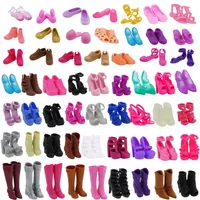 Random 20 pares Lady Lady High Quality Boots Flats Sandals Sandals Dinner Clothes Acessórios Sapatos para Barbie Doll 220504