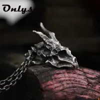 Charms Pendent Dragon Skull Pendant Necklace Mens Fashion Biker Rock Punk Jewelry Antique Retro Chain Gift OSDZ107 2208136719364