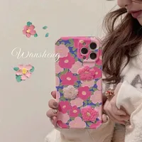 Ins 3D Plush Oil Painting Flowers Phone Case For Iphone 7 8 PLUS X XR XS 11 12 13 Pro Max Embroidered Flowers For Women Case